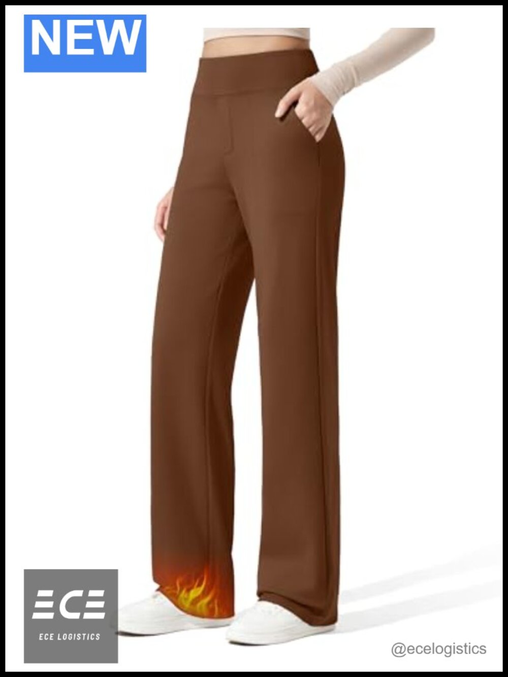 Fleece Lined Wide Leg Pants Dressy Work Casual Yoga Petite High Rise